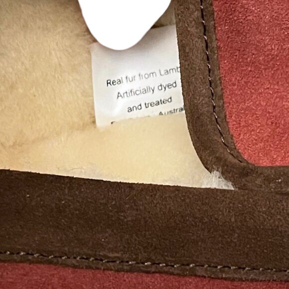 L.L.Bean Wicked Good Venetian Slippers Mens 9 Red Brown Shearling Suede Loafers main image 4